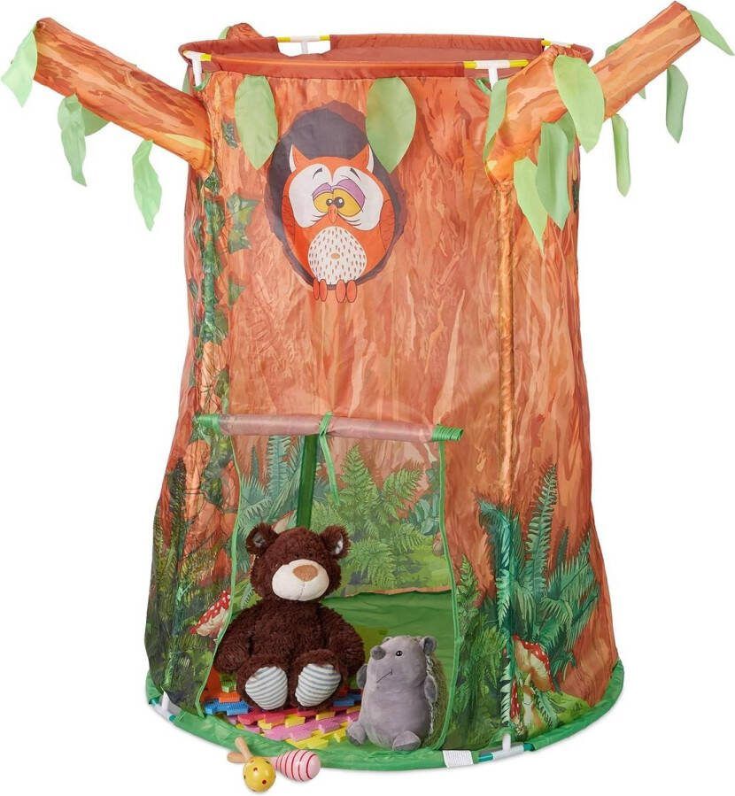 Speeltent voor Kinderen boomstam jongens meisjes binnen buiten HBD 126x97x97 cm bruin groen