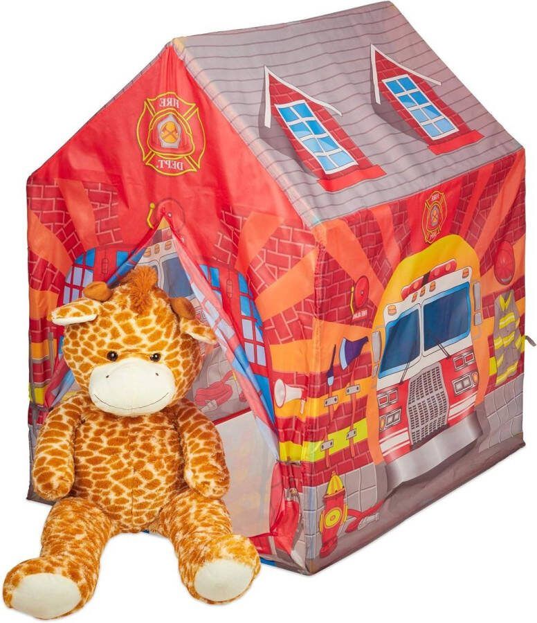 Speeltent voor Kinderen Groot Brandweer Jongens Meisjes Vanaf 3 Jaar 103 x 71 x 94 cm Natuur