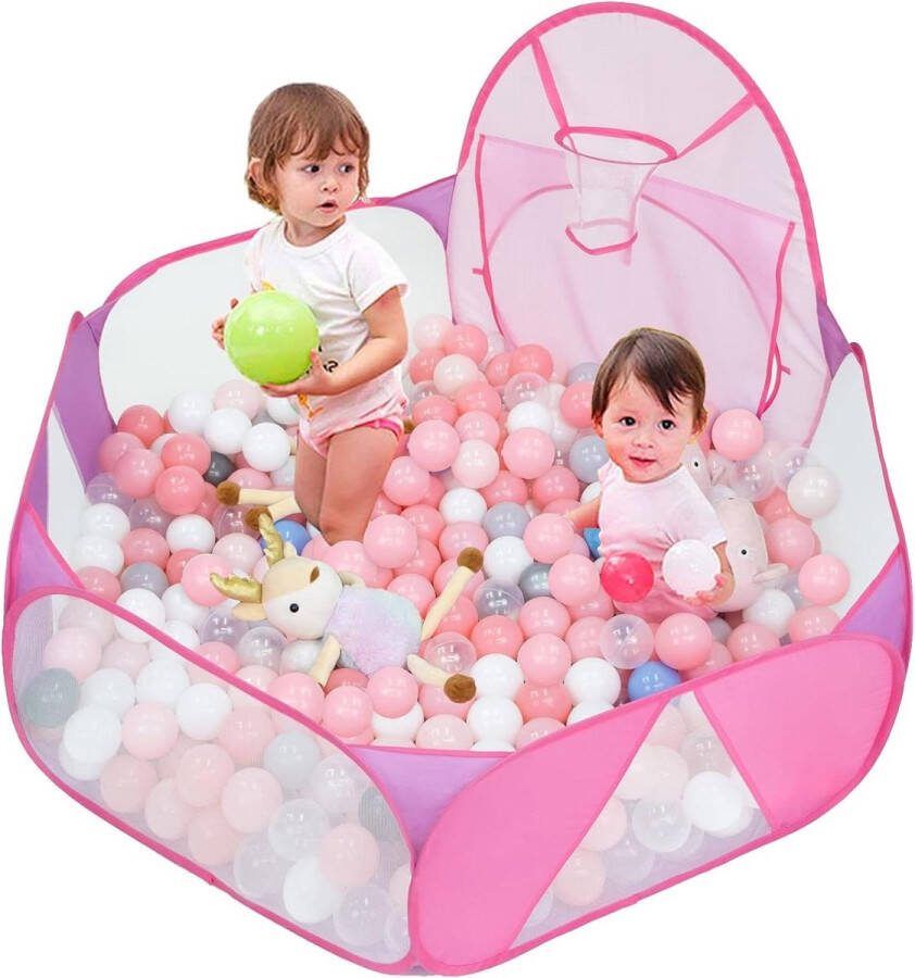 Speeltent voor Kinderen Grote Pop-up Ballenbak Ballenbad Met Basketbalmand en Opbergtas 120 cm (Ballen niet inbegrepen)