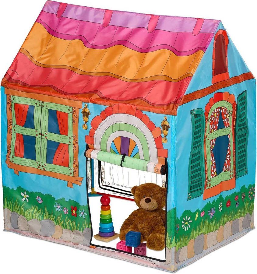 Speeltent voor Kinderen Landelijk Huisje 103x96x75cm Binnen 2 Ingangen Kleurrijk