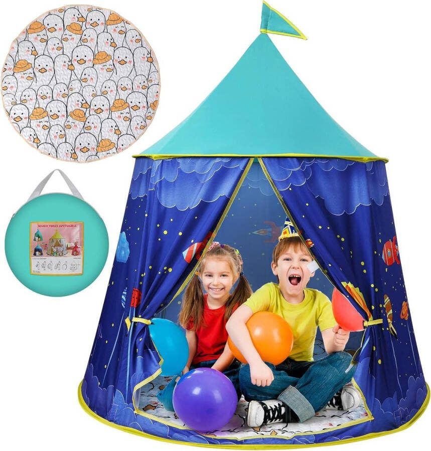 Speeltent voor Kinderen Mat Speelhuisje voor Binnen 2-3 Jongens en Meisjes Netgordijn en Ramen Indoor Outdoor Leestent Speelkamer Kindertent