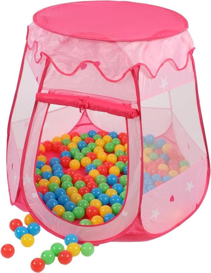Speeltent voor Kinderen met Ballen Roze Kasteel Binnen en Buiten met Opbergtas