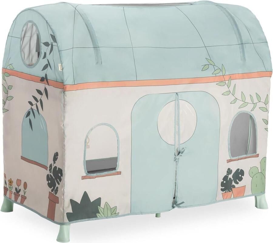 Speeltent voor Kinderen met Deuren en Ramen voor Babybed en Reisbed met Planten