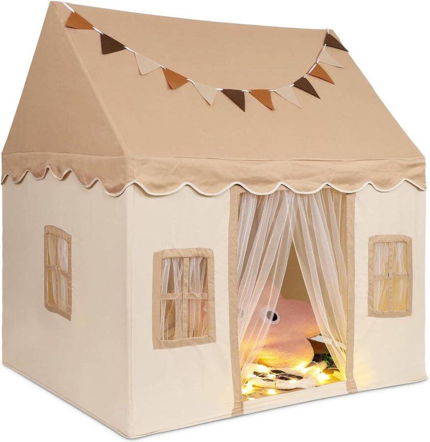 Speeltent voor Kinderen met Sterrenlicht Banner- Kinderspeeltent voor Peuters met Grote Tent en Raam Gaasgordijn- Meubilair Speelkamercadeau voor Meisjes Jongens Buiten
