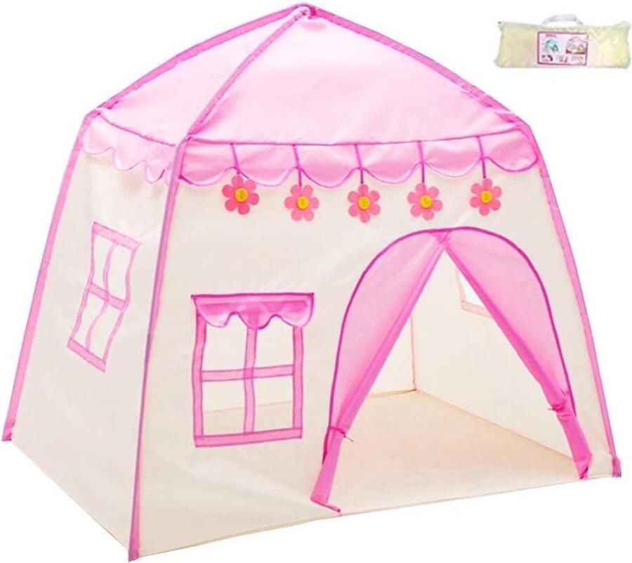 Speeltent voor Kinderen Opvouwbare tipi voor kinderen babytent voor binnen en buiten yurten-speelhuis voor het opbergen van speelgoed met draagtas roze