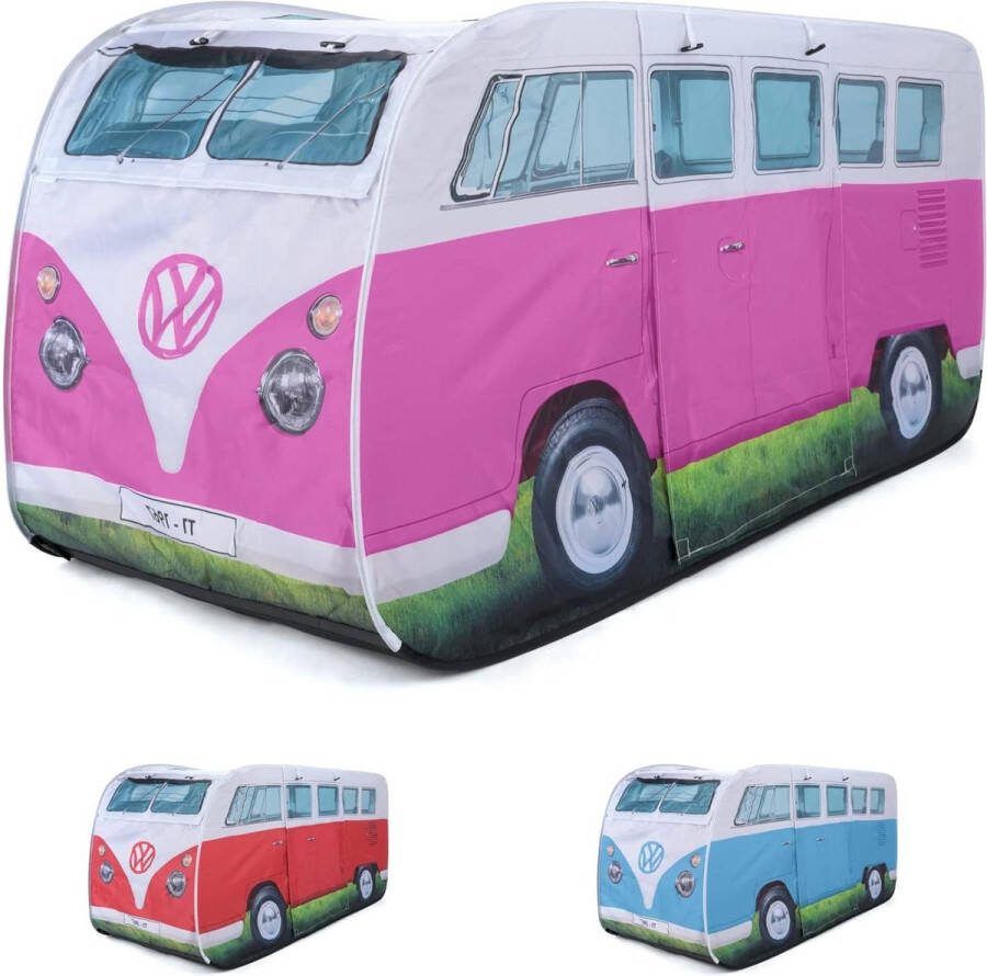 Speeltent voor Kinderen Pop-Up Speeltent Volkswagen T1 Bulli Bus-Design 165 cm Roze