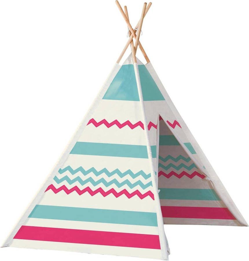 Speeltent voor Kinderen Tipi wit roze turquoise naturel