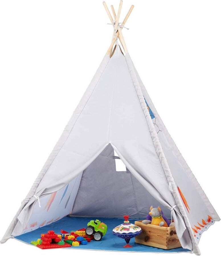 Speeltent voor Kinderen Wigwam Speeltent Binnen Buiten Vanaf 3 Jaar HBD 155x125x125 cm Indianentent Kinderkamer Grijs