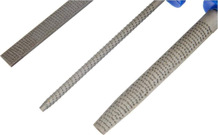 Speksteen ribbelraspset 3 raspen met kunststof handvat grof bewerken lemmet 15-20 cm kleurrijk Raspen