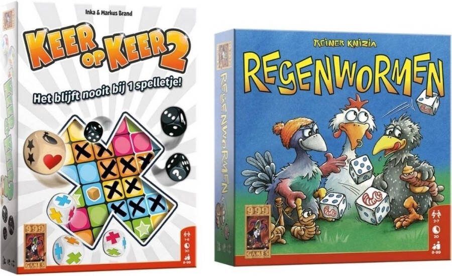 Merkloos Spellenbundel Dobbelspel 2 Stuks Keer op Keer 2 & Regenwormen