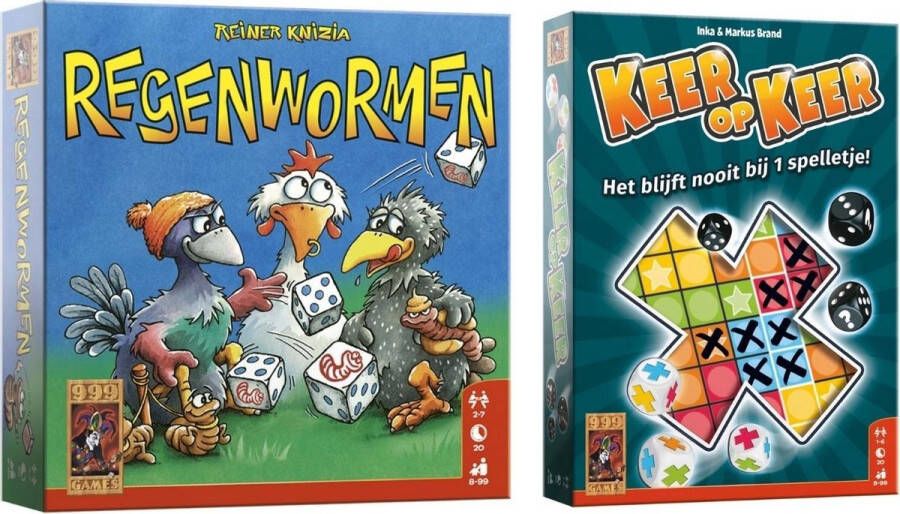 999 Games Spellenbundel Dobbelspel 2 Stuks Regenwormen & Keer op Keer