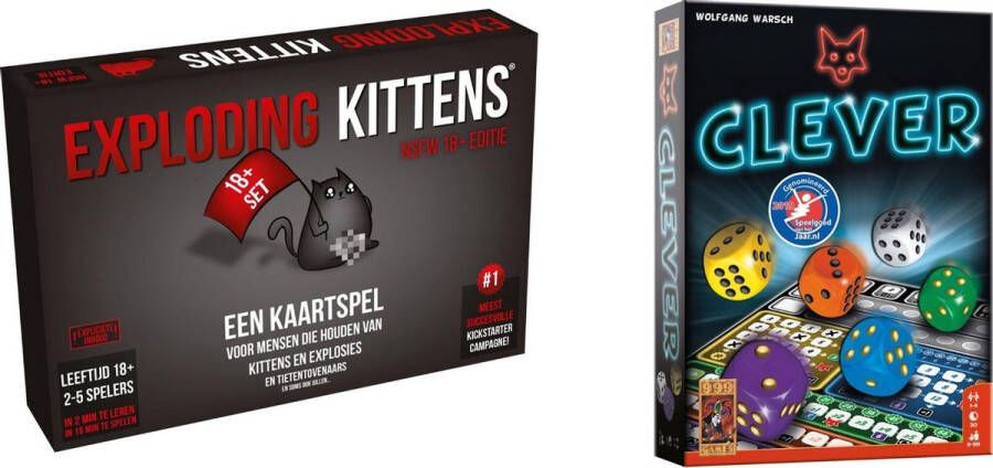 Merkloos Sans marque Spellenbundel Kaartspel 2 stuks Exploding Kittens NSFW (18+) & Clever