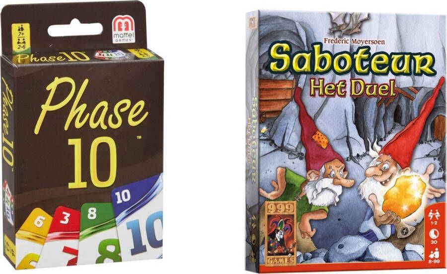 999 Games Spellenbundel Kaartspel 2 stuks Phase 10 & Saboteur: Het Duel