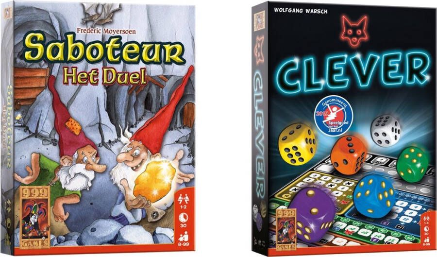 Merkloos Sans marque Spellenbundel Kaartspel Dobbelspel 2 stuks Saboteur: Het duel & Clever