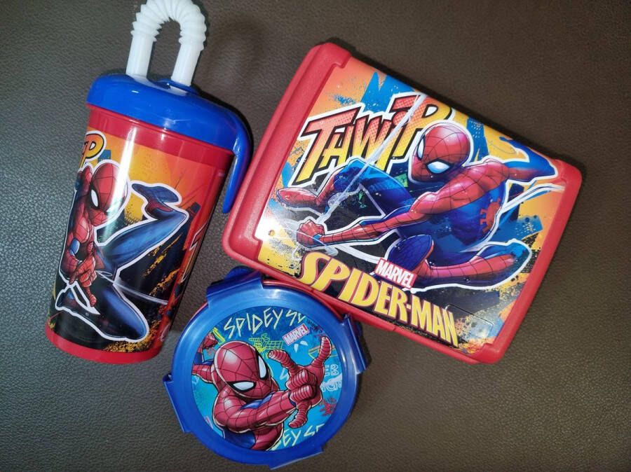 Spiderman lunchset set 3 delig (lunchdoos drinkbeker snackdoosje) weer naar school