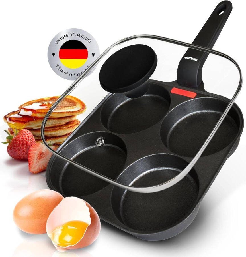 Spiegeleipan 21 cm geschikt voor inductie met deksel antiaanbaklaag gas keramisch elektrisch pannenkoekenpan egg pan oogpan voor spiegelei