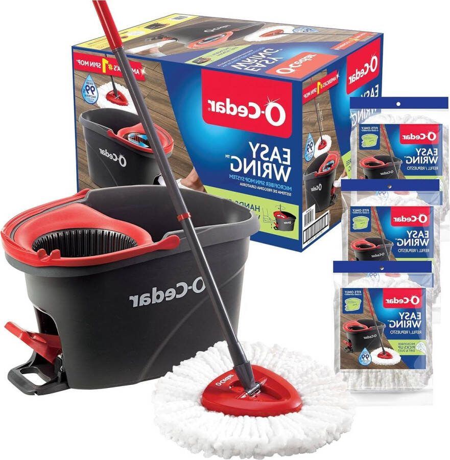 Spin Mop & Emmer met 3 Extra Vullingen Cederhout Multicolor Mop