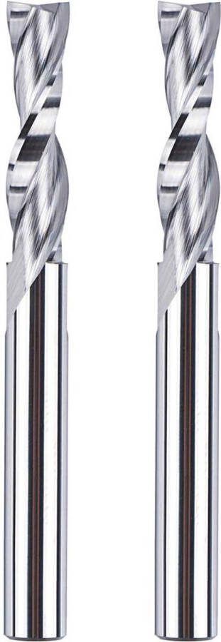 Spiraalfrees 6mm Schacht Downcut 24mm Snijlengte CNC Freesset Nuttenfrees VHM Schachtfrees Frees voor Bovenfrees Spiraalnuttenfrees Langgatfrees Hout Router Bits 2 Fluiten Houtfrees 2 Stuks