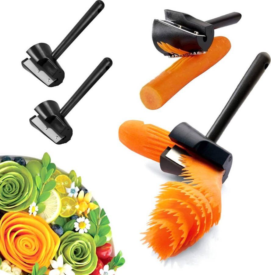Spiraalsnijder spiraalvormige bloemenroller wortelspiraal groenteschaaf groentespiraalsnijder handsnijder voor groenten en fruit spiraaltrechter bloemenroller keukensnijder voor wortel komkommer 2 stuks
