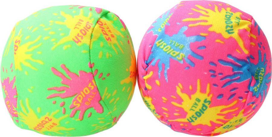 Splash Waterbal 10cm 2 stuks – Zomerbal van Polyester – Stressbal – Splash Ball – Groen Roze
