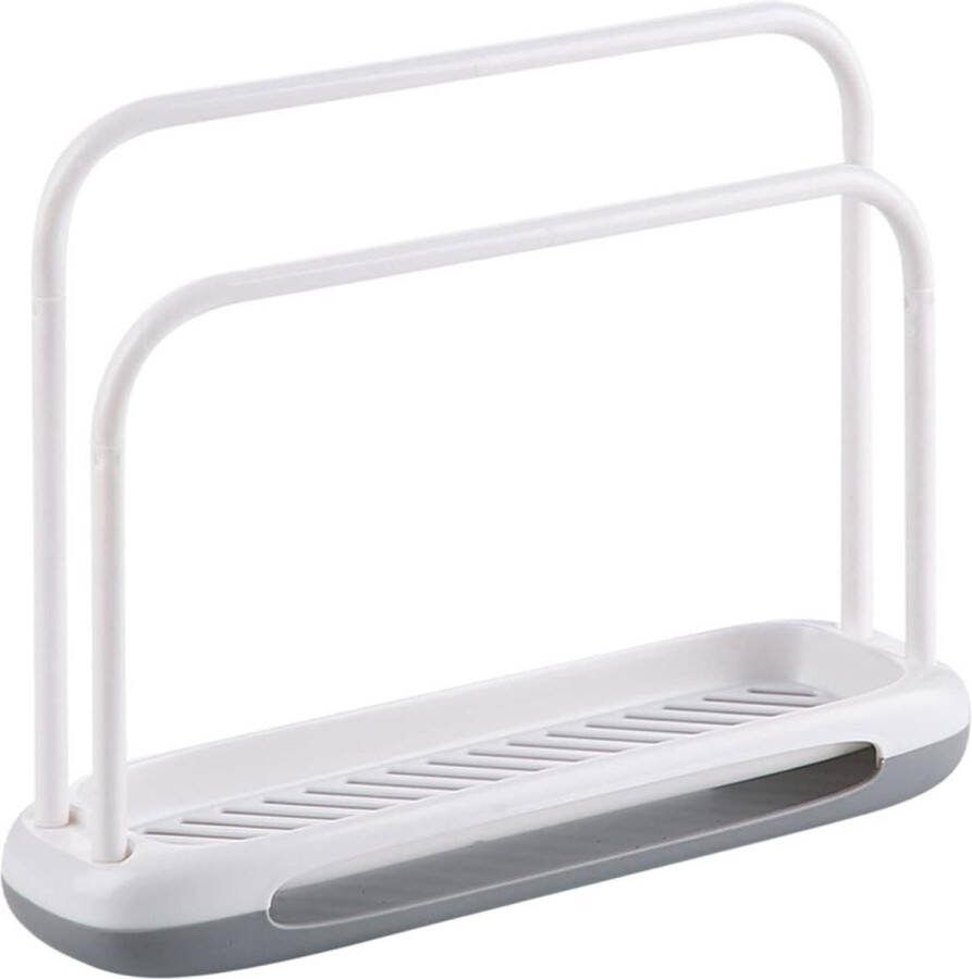 Spoelbak Organizer 2-in-1 Sponshouder en Werkblad Badkamer Keukenaccessoires met Afvoerbak