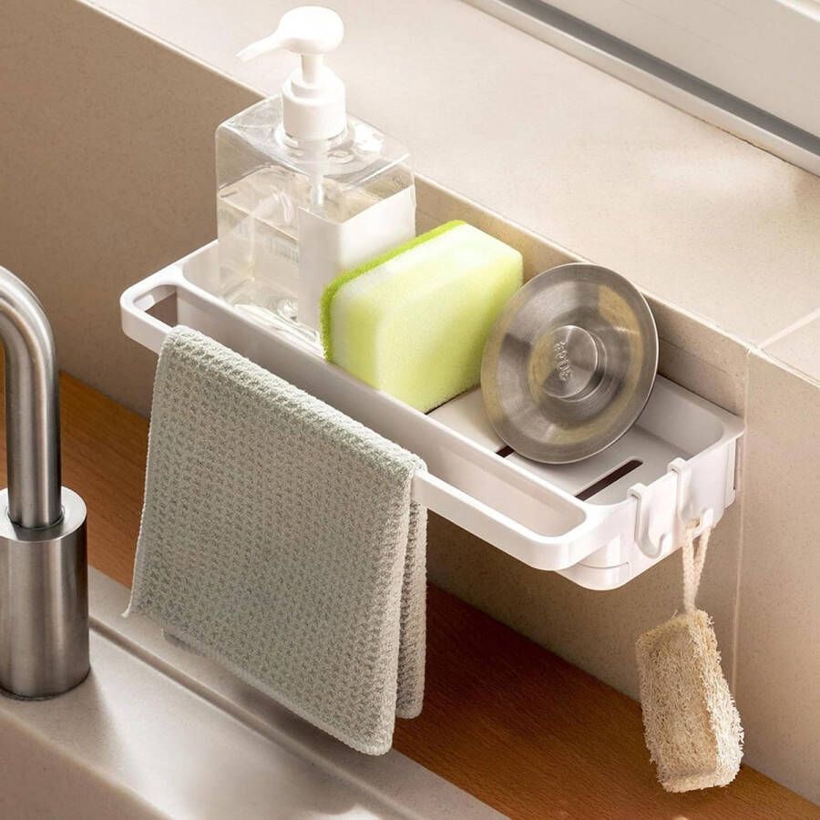 Spoelbak Organizer Hangende Douchemand Doucheplank Zonder Boren Wastafel Badkamer Organizer Sponshouder Gootsteen Accessoires Huishouden Keukengerei