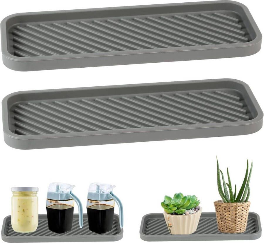Spoelbak Organizer Keuken Sponshouder Vaatwasmachinebestendig Afdruipmat Grijs