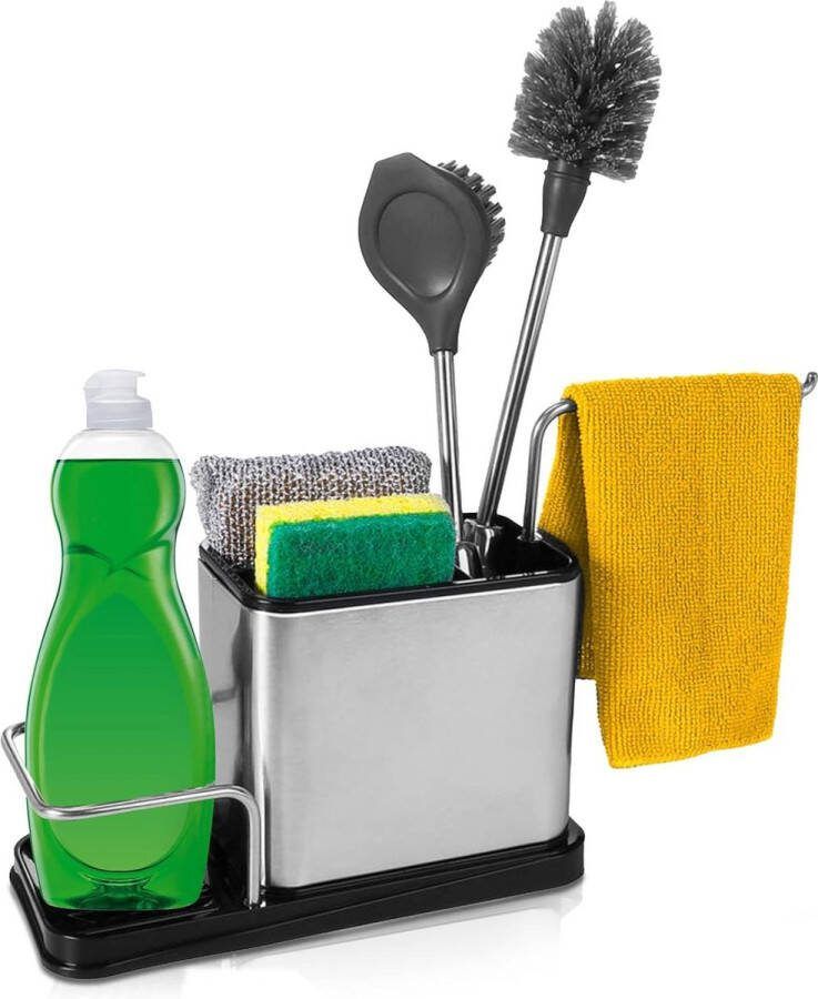 Spoelbak Organizer Roestvrij Staal Praktische Opbergspullen Hoogwaardige Keukenorganizer Gootsteenorganizer voor Afwasborstels Doeken en Sponzen