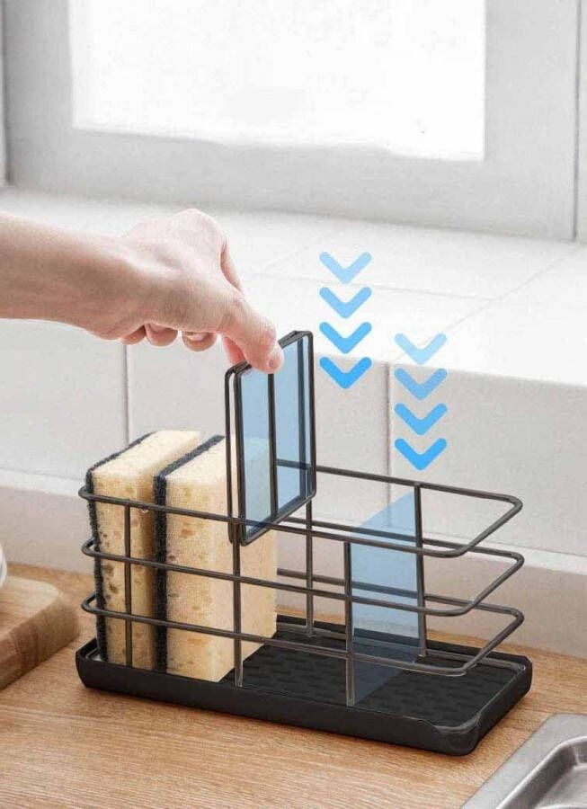 Spoelbak Organizer Sponshouder Keuken 304 RVS Hangend Zwart Acrylic