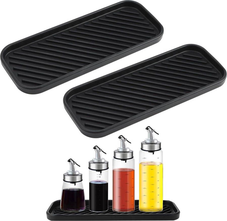 Spoelbak Organizer Sponshouder Siliconen Afdruipmatten Keuken Badkamer Organizer Voor Sponzen Borstels Zeep Vaatwassers 23 x 9 cm Zwart 2