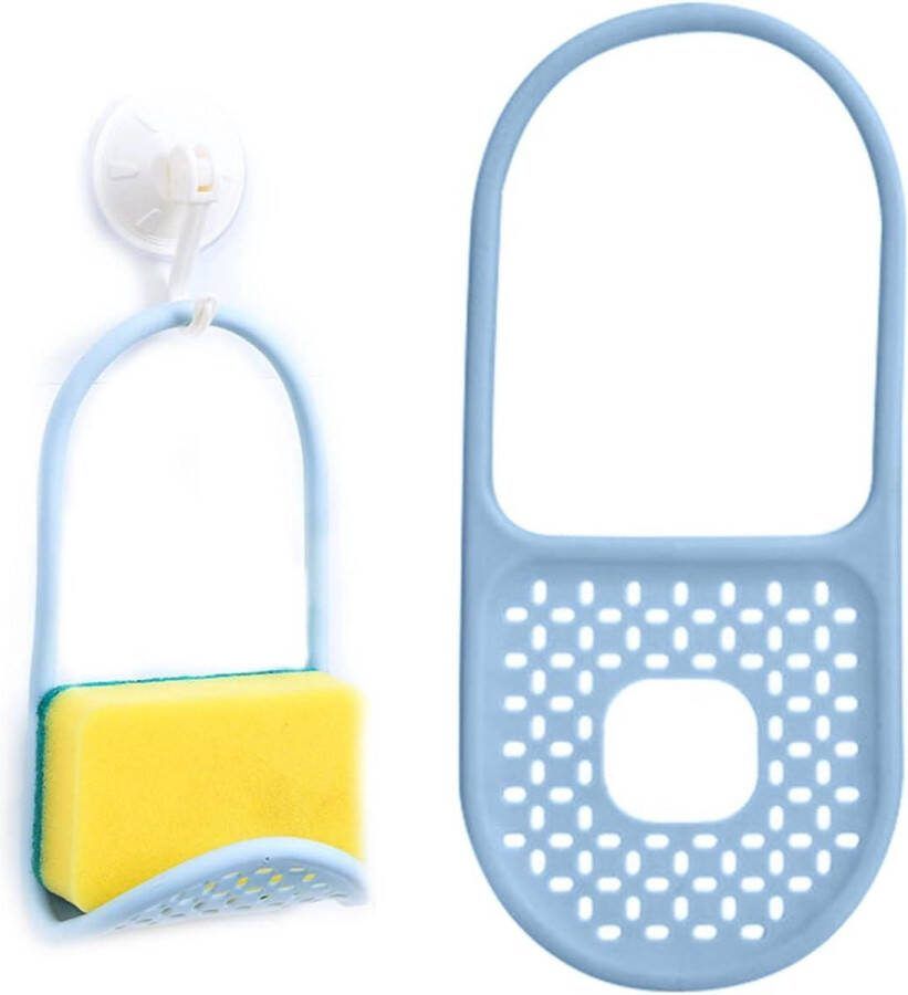 Spoelbak Organizer voor spoelspons zeephouder opbergrek voor keukenspons en tandenborstel blauw