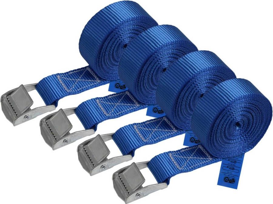 Sport Sjorband spanband bevestigingsband met klemgesp draagvermogen tot 250 kg DIN EN 12195-2 ; 6 stucks 2.5 cm x 4 m