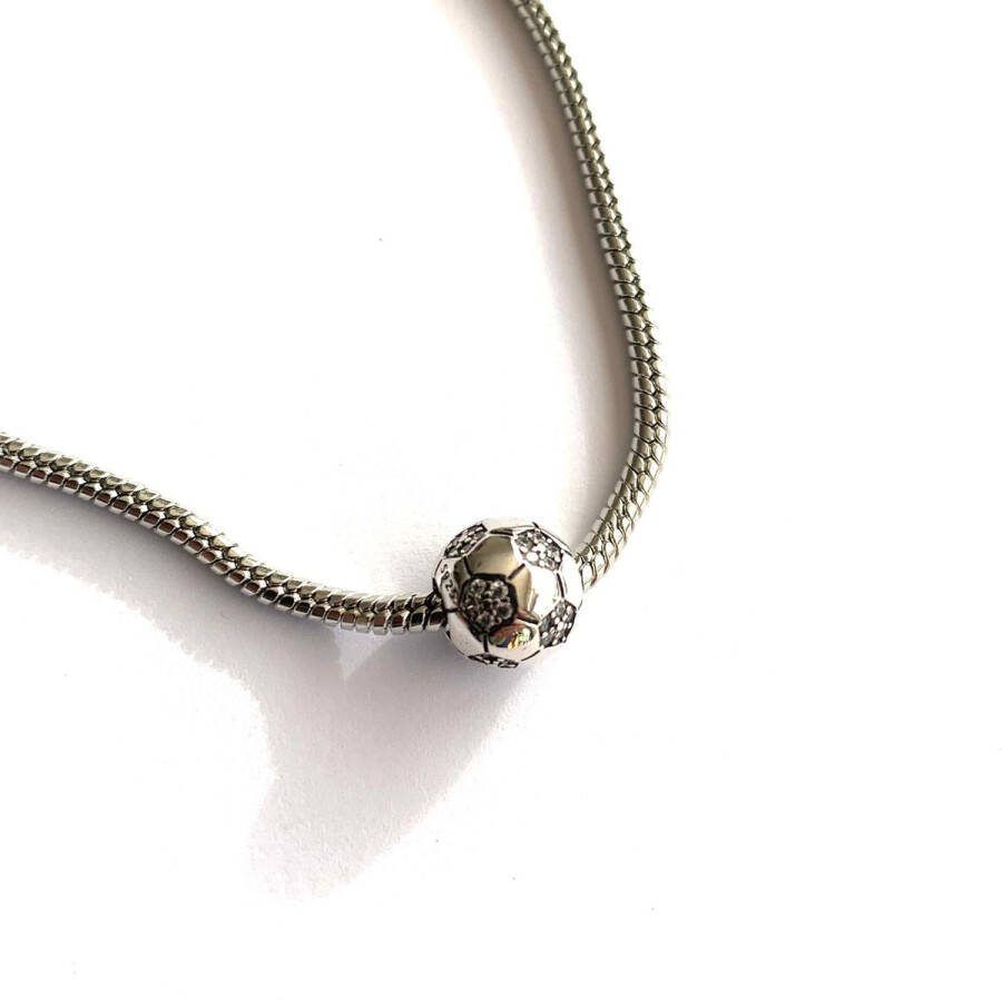 Sportbedel Handbal Voetbal Charm Zilver 925 Zirkonia Armband Kraal Sportbedel Bedelarmband Sport Stoer Sportsieraden