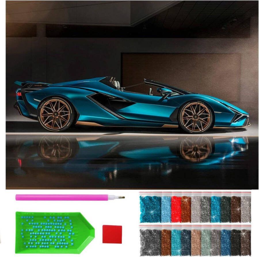 Sportwagen Diamond Painting Set Kinderen 5D diamond painting 30 x 40 cm Accessoires voor kinderen en volwassenen Crystal Art Diamond painting