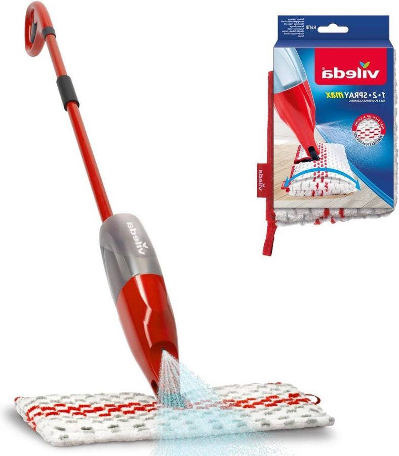 Spray Max 650 ml Vileda Mop Sproeifunctie Microvezelmop Geschikt voor alle vloertypes Herbruikbare microvezelpad Duurzaam Love it Clean mop and bucket set