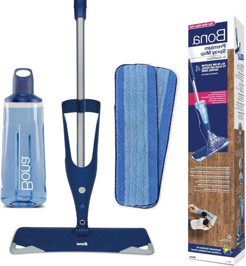 Spray Mop Dweilsysteem met Houten Vloer Reiniger & Microvezel Reinigingspad Streeploos en Sneldrogend