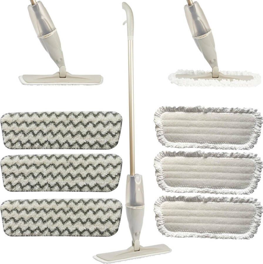 Spray Mop platte dweil met sproeifunctie laminaat hout tegelvloeren 600 ml watertank 4 vervangende pads
