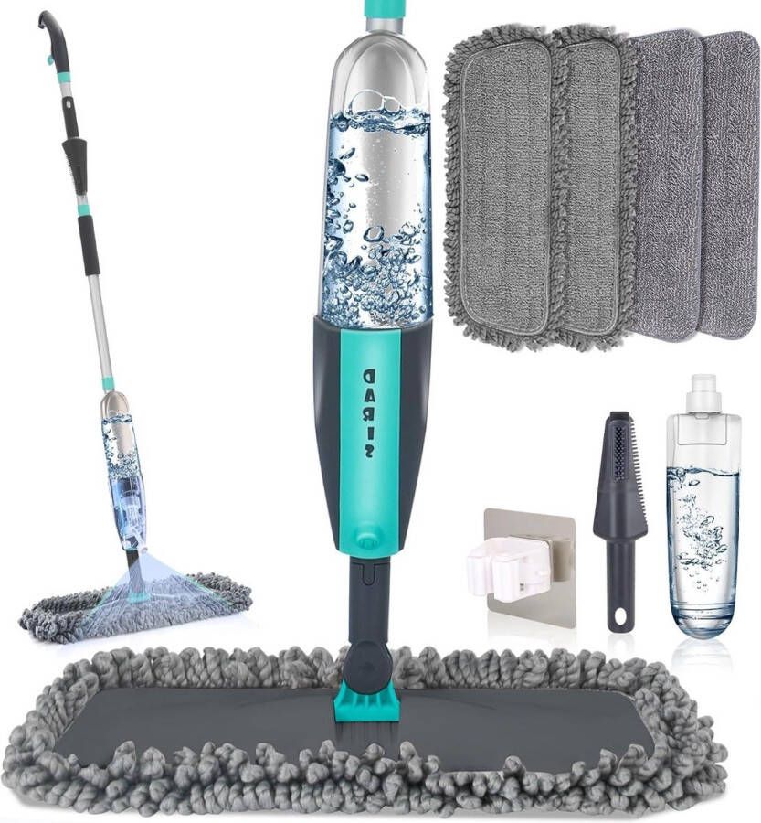 Spray Mop voor Vloer Reiniging Nat Droog 360 Graden Spin Stof Thuis Keuken Hardhouten Vloer Platte Mops 360ML Hervulbare Fles 4 Microfiber Pads Scrubber