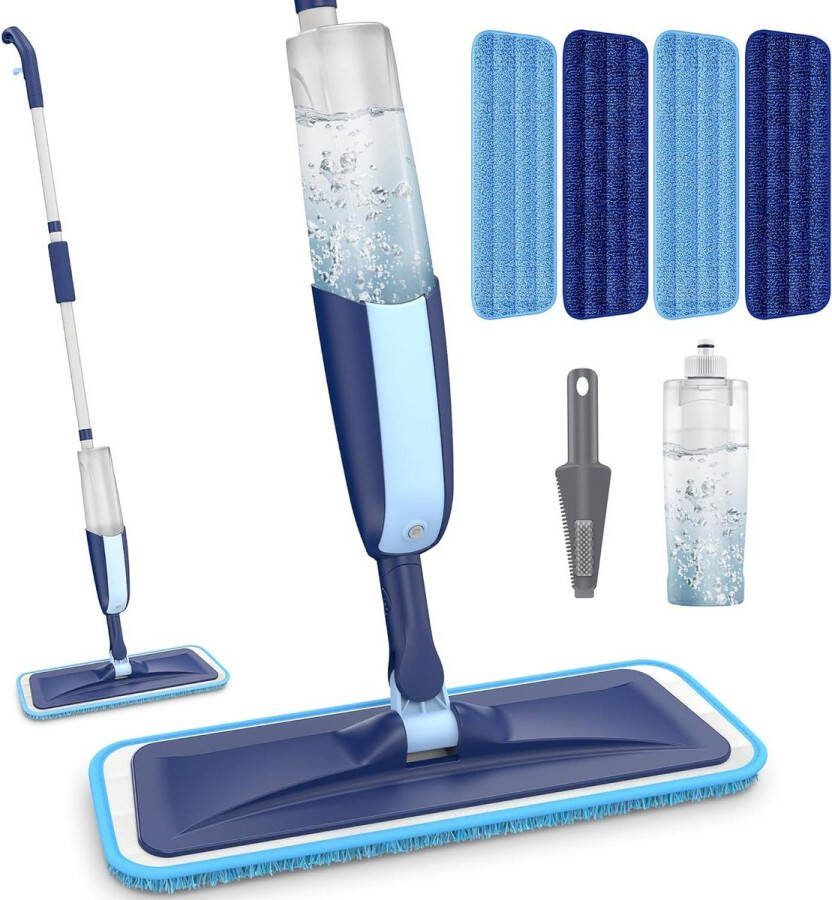 Spray Mop voor vloerreiniging Droog Nat Stof Met Navulbare Fles en 4 Herbruikbare Wasbare Mop Pads Vullingen Vlakke Vloer Mop voor Hardhout Laminaat Microfiber Keramiek Vinyl Tegel
