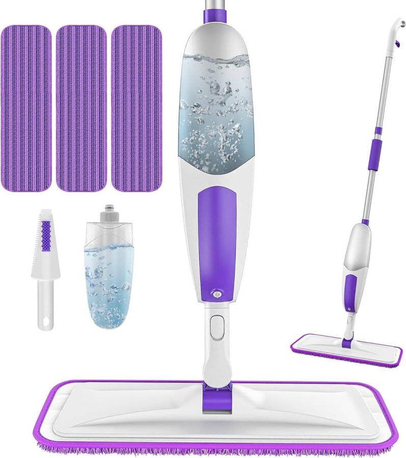Spray Mop voor vloerreiniging Microvezel Foor Mop met 3 Wasbare Pads Droge Natte Mop voor Hout Laminaat Tegel Vinyl Keuken Vloer met Hervulbare Fles Platte Stof Mop voor Houten