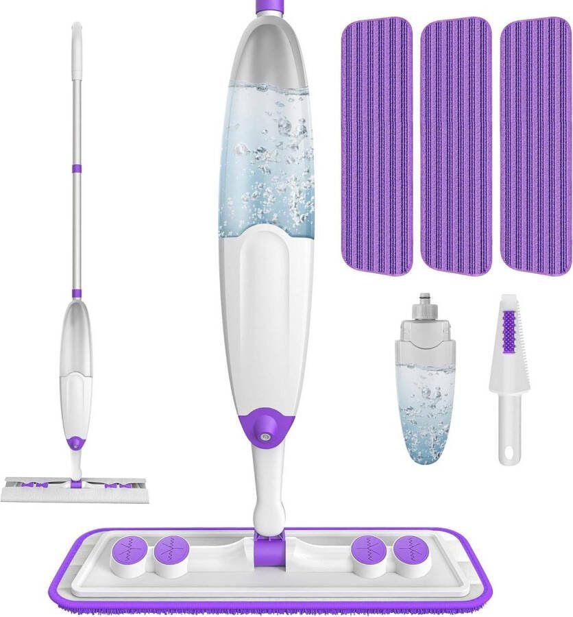 Spray Mop voor Vloerreiniging Microvezel Hardhouten Vloerdweil met Wasbare Dweilpads Sproeikop en Navullingsdoeken Geschikt voor Natte en Droge Vegen Mop