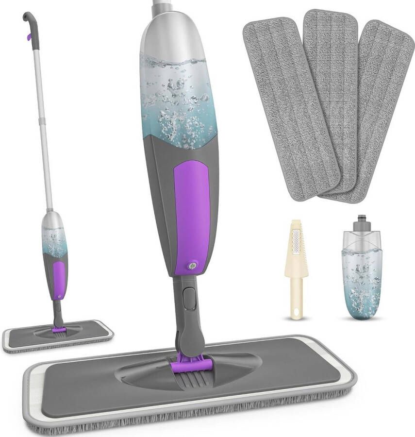Spray Mop voor vloerreiniging microvezel platte zwabber nat en droog met 550ML fles 3 wasbare pads houten laminaattegel marmeren harde vloeren