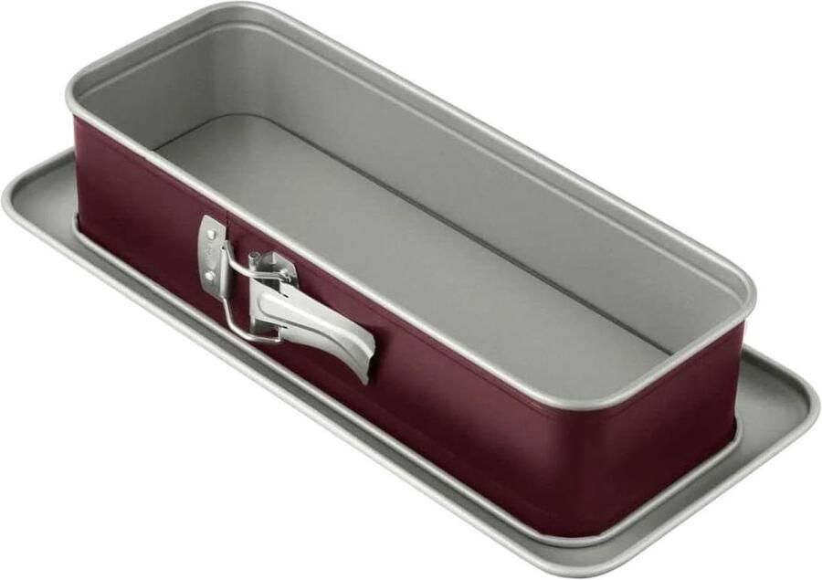 Springvorm 30 x 12 cm tweekleurig met lekbescherming voor perfecte roercake grijs rood donkerpaars