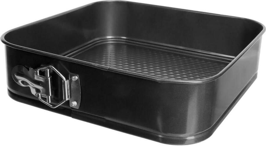 Springvorm afneembaar vierkant met dienblad en antiaanbaklaag (26 x 26 cm) Springvorm