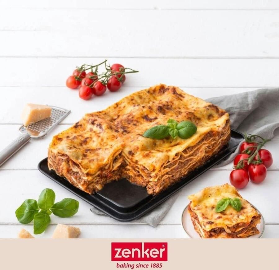 Springvorm DELUXE rechthoekige bakvorm met geëmailleerde vlakke bodem zwart metallic 7021 lasagne lekbescherming 1 stuk