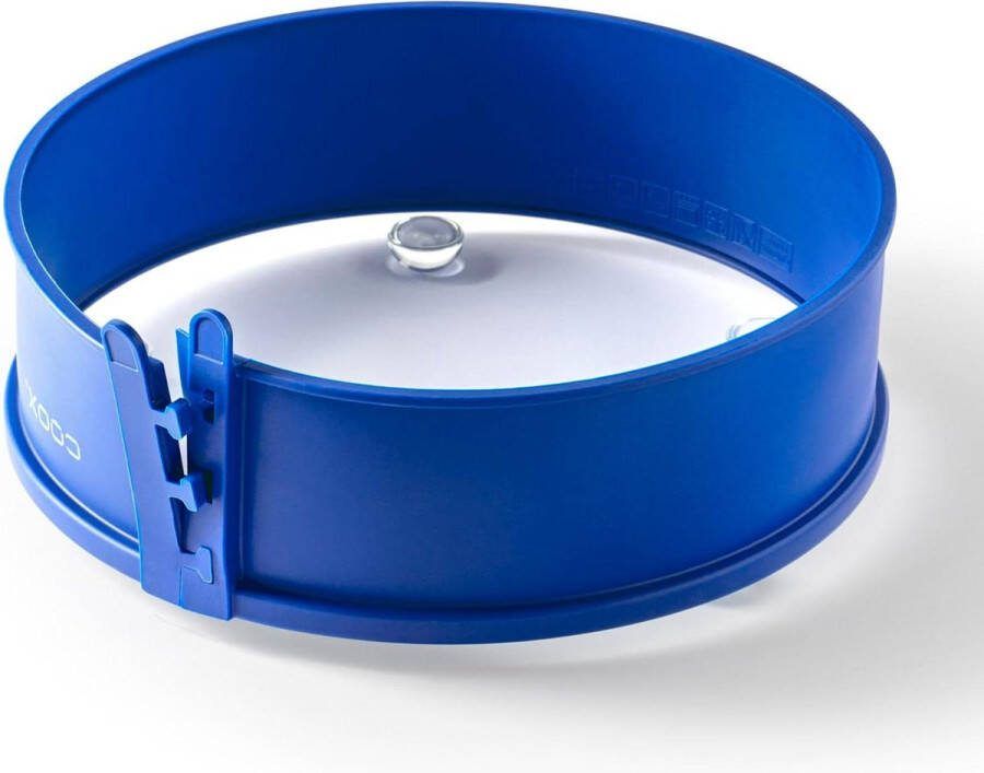 Springvorm diameter 26 cm blauw perfect bakken en serveren in één met glazen serveerplaat en glazen poten