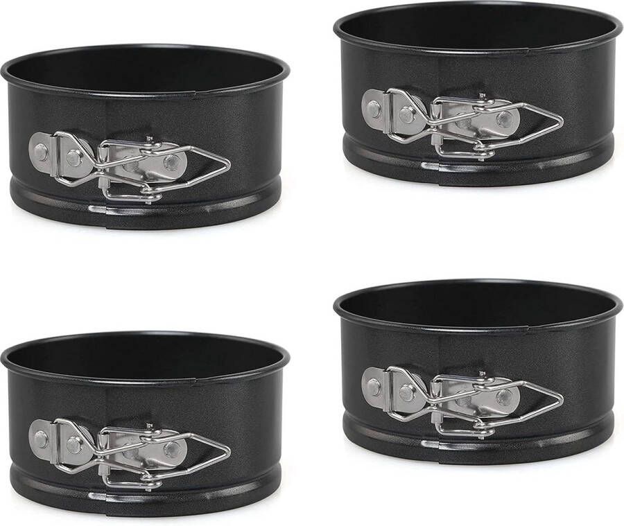 Springvorm Mini taartvormpjes ronde set 10.5 cm antiaanbaklaag voor cheesecakes taart en quiches 4 stuks
