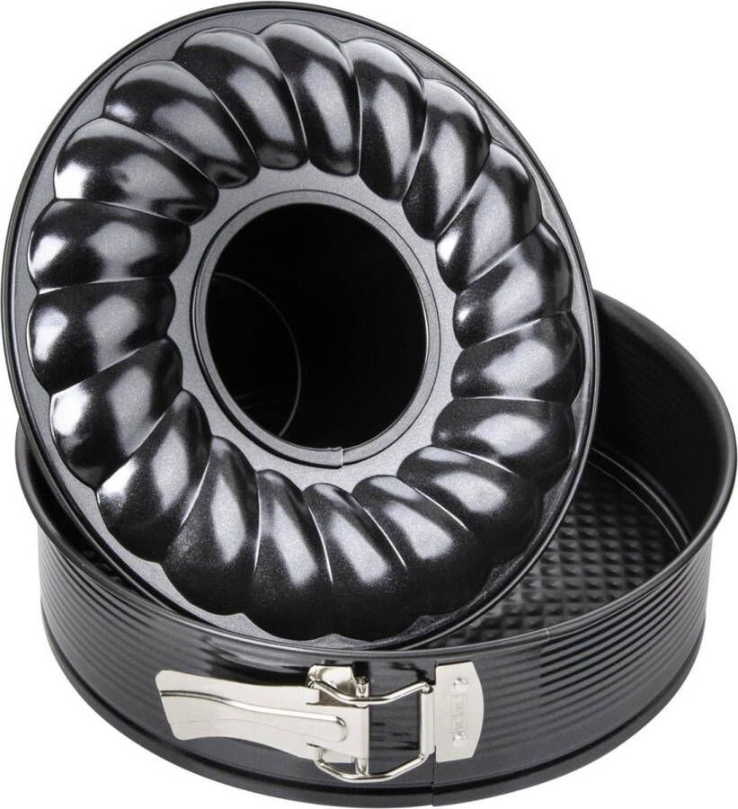 Springvorm platte buisbodem Ø 24 cm zwart metallic 6507