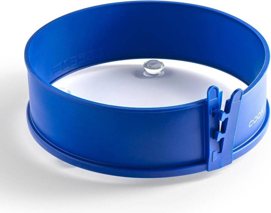 Springvorm rond 26 cm siliconenvorm met glazen serveerplaat en glazen voetjes premium bakvorm met krasbestendige glazen bodem antiaanbakfunctie en klaar om te serveren (blauw)