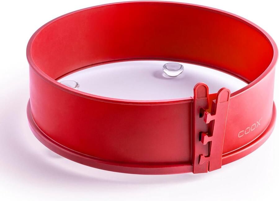 Springvorm rond 26 cm siliconenvorm met glazen serveerplaat en glazen voetjes premium bakvorm met krasbestendige glazen bodem antiaanbakfunctie en klaar om te serveren (rood)